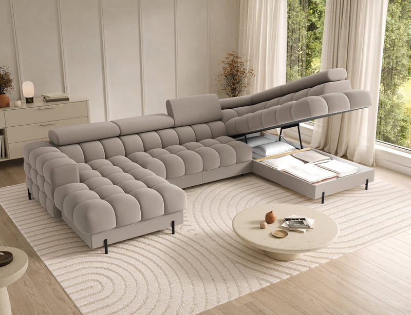 Feraria 6-sits Bubblig Bäddsoffa med Divan och Schäslong förvaring Höger - Sola 18 - Möbler - Soffa - Bäddsoffa - Hörnbäddsoffa