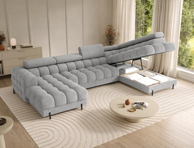 Feraria 6-sits Bubblig Bäddsoffa med Divan och Schäslong förvaring Höger - Pellerito 03 - Möbler - Soffa - Bäddsoffa - Hörnbäddsoffa
