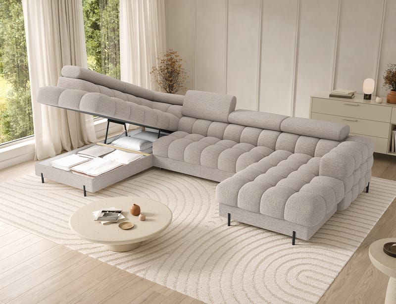 Feraria 6-sits Bubblig Bäddsoffa med Divan och Schäslong förvaring Vänster - Royal 18 - Möbler - Soffa - Bäddsoffa - Hörnbäddsoffa