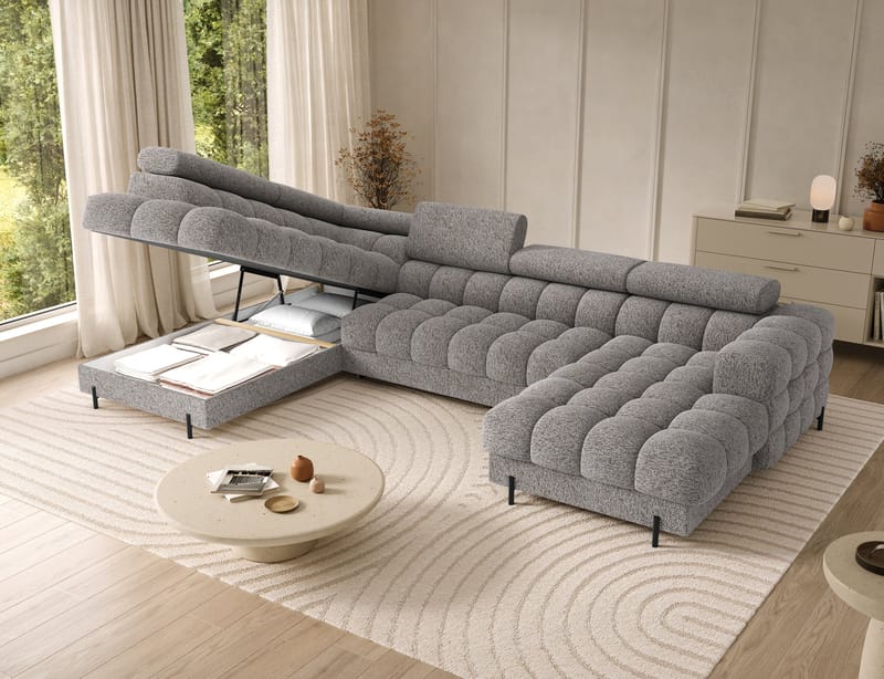 Feraria 6-sits Bubblig Bäddsoffa med Divan och Schäslong förvaring Vänster - Pellerito 20 - Möbler - Soffa - Bäddsoffa - Hörnbäddsoffa