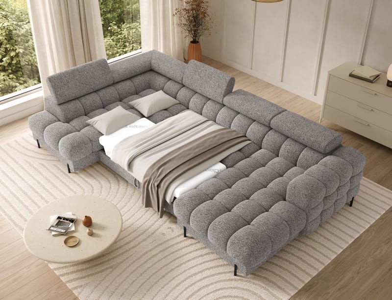 Feraria 6-sits Bubblig Bäddsoffa med Divan och Schäslong förvaring Vänster - Pellerito 20 - Möbler - Soffa - Bäddsoffa - Hörnbäddsoffa
