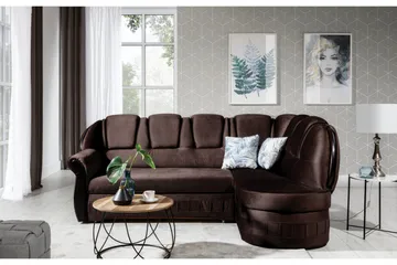 Fica Bädsoffa med Schäslong Höger - Brun - Möbler - Soffa - Bäddsoffa - Bäddsoffa längsbäddad