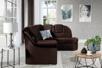 Fica Bädsoffa med Schäslong Höger - Brun - Möbler - Soffa - Bäddsoffa - Bäddsoffa längsbäddad