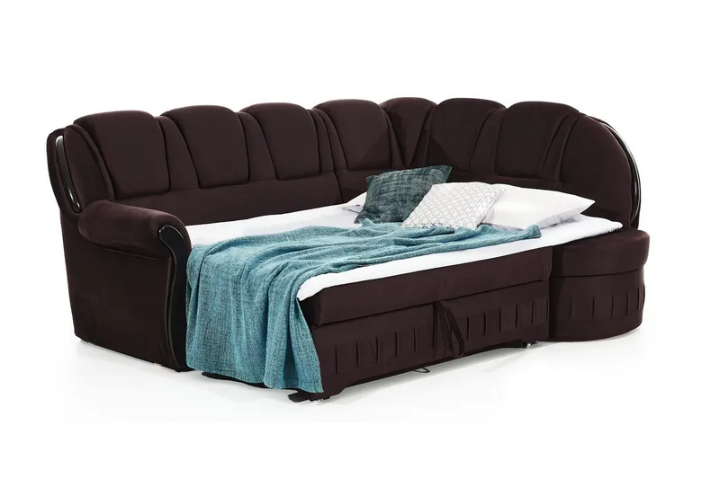 Fica Bädsoffa med Schäslong Höger - Brun - Möbler - Soffa - Bäddsoffa - Bäddsoffa längsbäddad