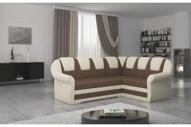 Fica Hörnbäddsoffa, Brun/Rosa