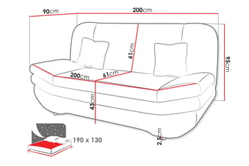 Figurelle 2-sits Fällbar Bäddsoffa 130x190 cm med Förvaring i Tyg - Beige - Möbler - Soffa - Bäddsoffa - 2 sits bäddsoffa