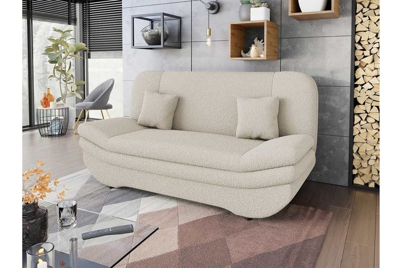 Figurelle 2-sits Rektangulär Bäddsoffa i Bouclé - Gräddvit - Möbler - Soffa - Bäddsoffa - 2 sits bäddsoffa
