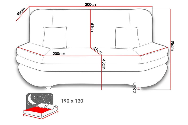 Figurelle 2-sits Rektangulär Bäddsoffa i Tyg - Grön - Möbler - Soffa - Bäddsoffa - 2 sits bäddsoffa