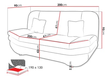 Figurelle 3-sits Bäddsoffa - svart - Möbler - Soffa - Bäddsoffa - 2 sits bäddsoffa