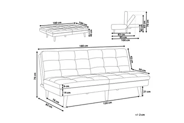 Finan Bäddsoffa 3-sits - Svart/Mörkt trä - Möbler - Soffa - Bäddsoffa - 3 sits bäddsoffa