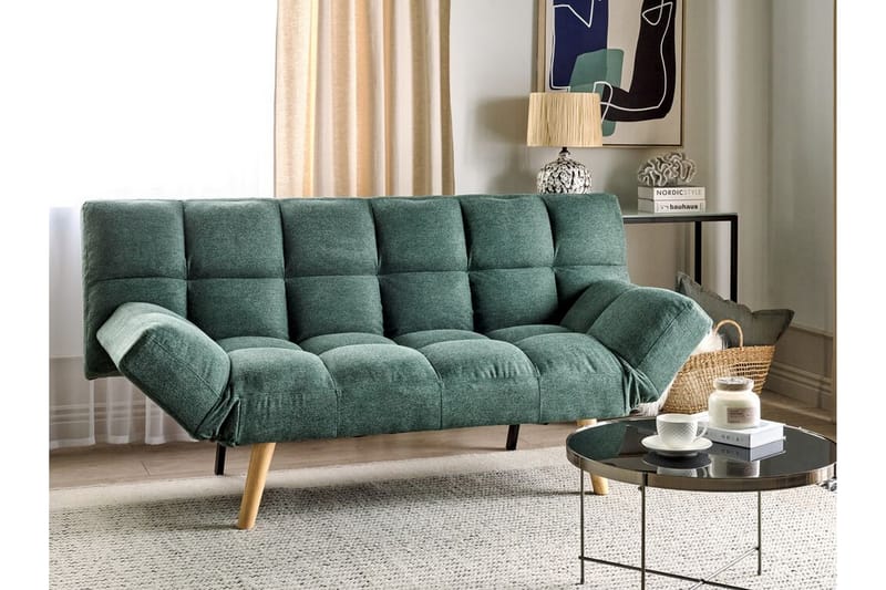 Fiora Bäddsoffa 3-sits - Grön/Ljust trä - Möbler - Soffa - Bäddsoffa - 3 sits bäddsoffa