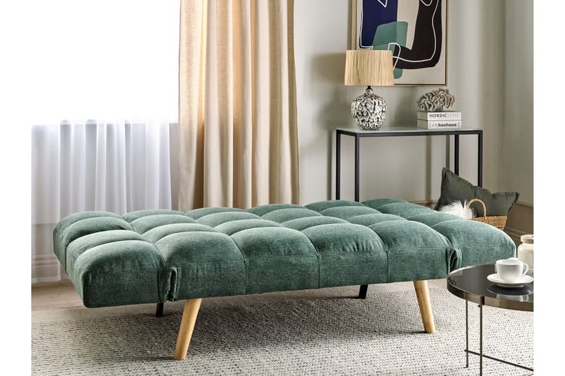Fiora Bäddsoffa 3-sits - Grön/Ljust trä - Möbler - Soffa - Bäddsoffa - 3 sits bäddsoffa