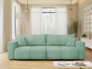 Flo 3-sits Kubisk Bäddsoffa med Förvaring i Bouclé - Grön - Möbler - Soffa - Bäddsoffa - 3 sits bäddsoffa