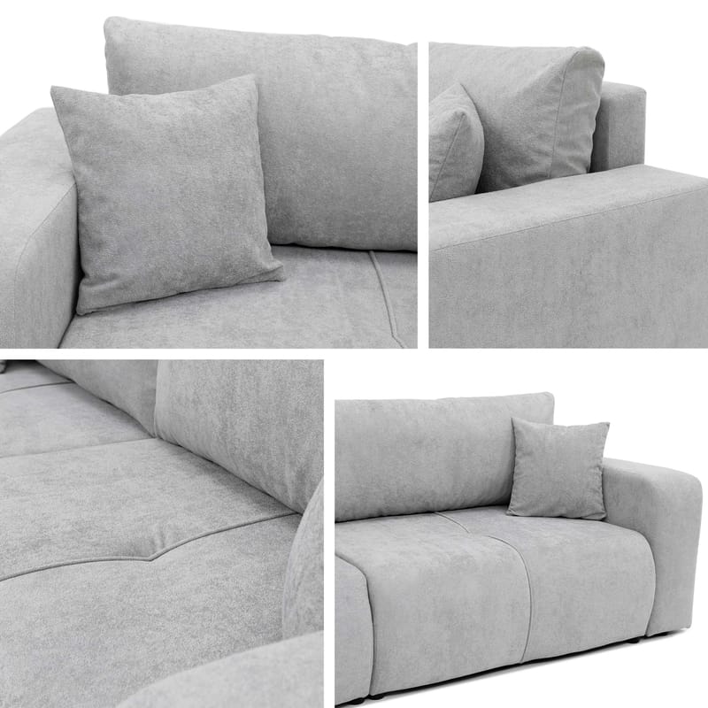 Flo 3-sits Kubisk Bäddsoffa med Förvaring i Bouclé - Grön - Möbler - Soffa - Bäddsoffa - 3 sits bäddsoffa