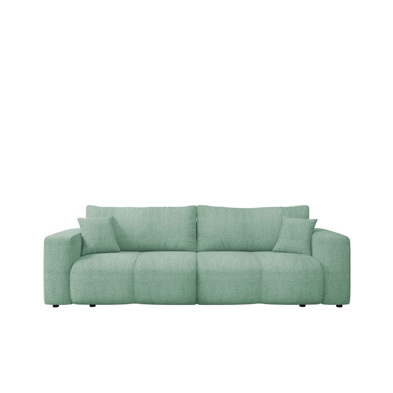 Flo 3-sits Kubisk Bäddsoffa med Förvaring i Bouclé, Grön