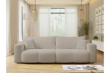 Flo Bäddsoffa 3-sits i Plysch - Beige - Möbler - Soffa - Bäddsoffa - 3 sits bäddsoffa