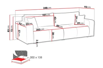 Flo Bäddsoffa 3-sits i Plysch - Beige - Möbler - Soffa - Bäddsoffa - 3 sits bäddsoffa