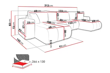 Flo Bäddsoffa Dubbeldivan 4-sits - Grå - Möbler - Soffa - Bäddsoffa - U bäddsoffa