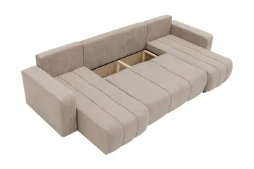 Flo Bäddsoffa Dubbeldivan 4-sits i Plysch - Beige - Möbler - Soffa - Bäddsoffa - U bäddsoffa