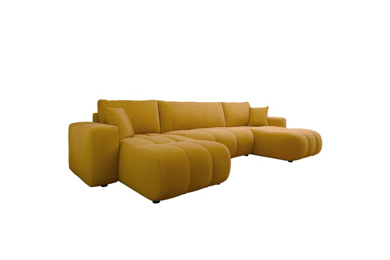 Flo Bäddsoffa Dubbeldivan 4-sits i Plysch - Beige - Möbler - Soffa - Bäddsoffa - U bäddsoffa