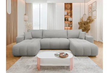 Flo Bäddsoffa Dubbeldivan 4-sits - Ljusgrå - Möbler - Soffa - Bäddsoffa - U bäddsoffa