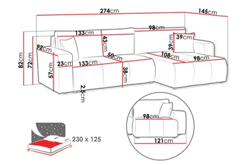 Flo Bäddsoffa med Divan 3-sits - Grå - Möbler - Soffa - Bäddsoffa - Bäddsoffa divan