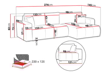 Flo Bäddsoffa med Divan 3-sits - Grå - Möbler - Soffa - Bäddsoffa - Bäddsoffa divan