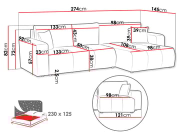 Flo Bäddsoffa med Divan 3-sits - Grå - Möbler - Soffa - Bäddsoffa - Bäddsoffa divan