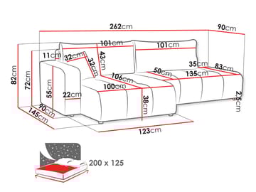 Flo Bäddsoffa med Divan 4-sits - Vit - Möbler - Soffa - Bäddsoffa - Bäddsoffa divan