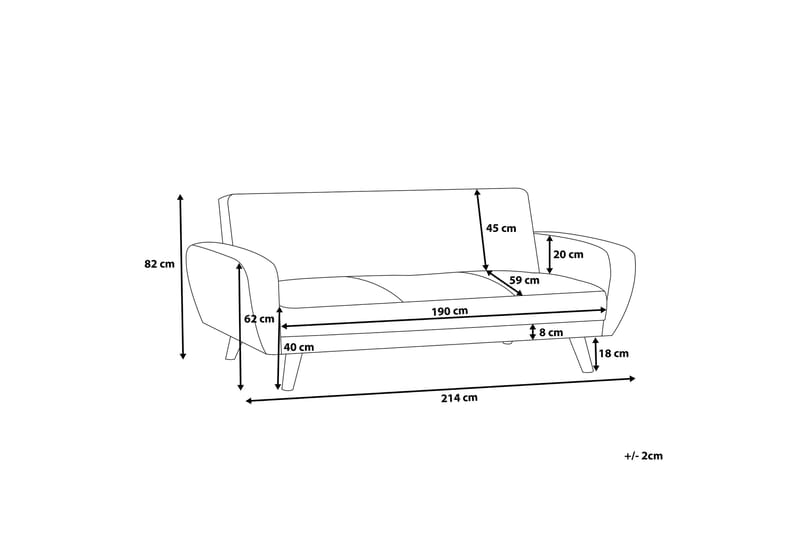 Florli Bäddsoffa 214 cm - Svart - Möbler - Soffa - Bäddsoffa - Bäddsoffa längsbäddad