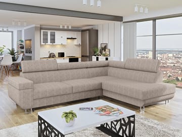 Fonti 3-sits Bäddsoffa med schäslong och förvaring - Möbler - Soffa - Bäddsoffa - Hörnbäddsoffa