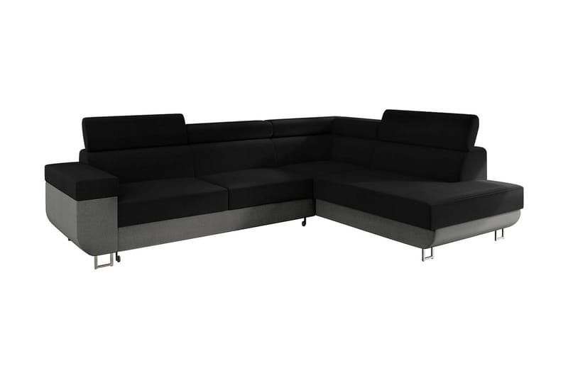 Fonti Bäddsoffa m. Schäslong 3-sits L-formad - Grå - Möbler - Soffa - Bäddsoffa - Bäddsoffa längsbäddad