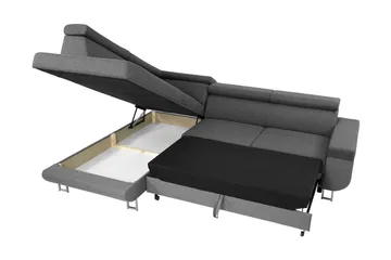 Fonti Bäddsoffa m. Schäslong 3-sits L-formad - Grå - Möbler - Soffa - Bäddsoffa - Bäddsoffa längsbäddad