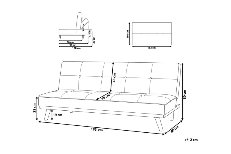 Froya Bäddsoffa 183 cm - Svart - Möbler - Soffa - Bäddsoffa - 3 sits bäddsoffa