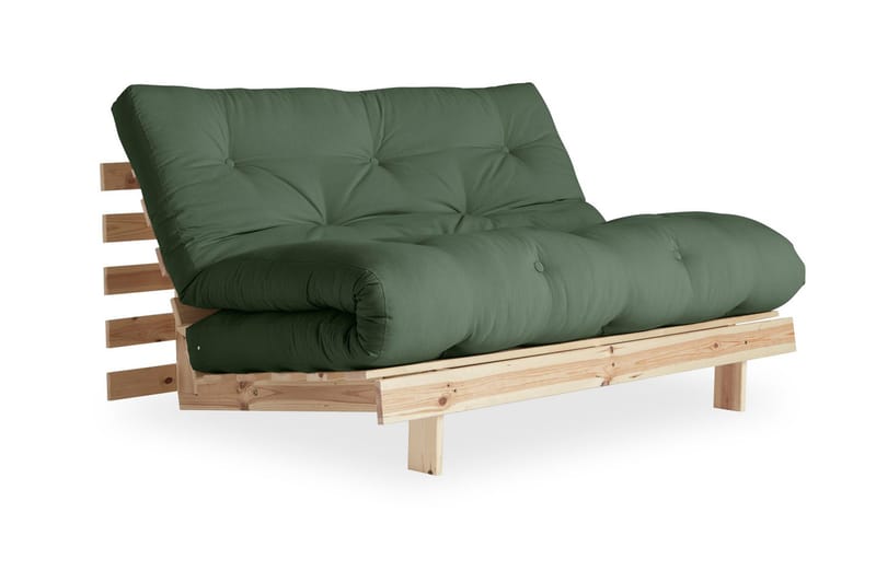 Bäddsoffa Roots Raw Olivgrön/Trä/Natur - Futon soffa