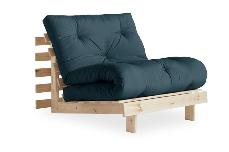 Bäddsoffa Roots Raw Petrolblå/Trä/Natur - Fåtölj - Futon fåtölj