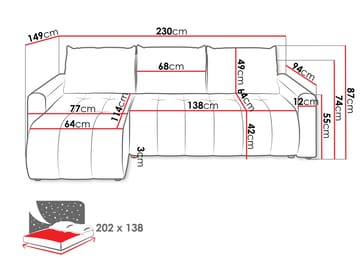 Fynrican 3-sits Bäddsoffa med divan - grå - Möbler - Soffa - Bäddsoffa - Hörnbäddsoffa
