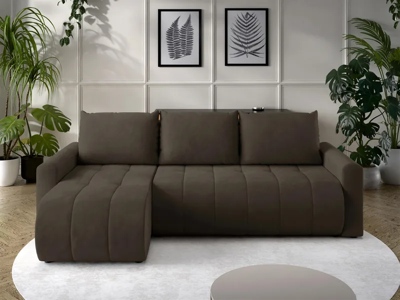 Fynrican 3-sits Bäddsoffa med divan - Polo 877 (mörkbrun) - Möbler - Soffa - Bäddsoffa - Hörnbäddsoffa