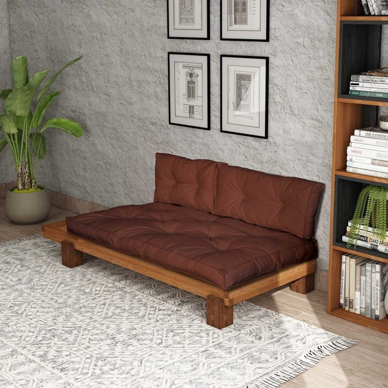 Fynros 2-sits Bäddsoffa - Mörkröd/Natur - Möbler - Soffa - Bäddsoffa - 2 sits bäddsoffa