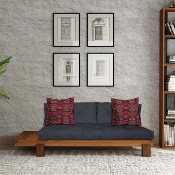 Fynros 2-sits Bäddsoffa - Natur/Marinblå - Möbler - Soffa - Bäddsoffa - 2 sits bäddsoffa