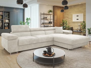 Gabina 3-sits Bäddsoffa med divan - beige - Möbler - Soffa - Bäddsoffa - Hörnbäddsoffa