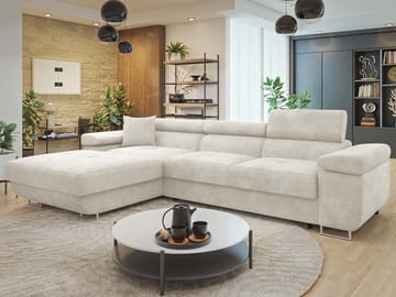 Gabina 3-sits Bäddsoffa med divan - beige - Möbler - Soffa - Bäddsoffa - Hörnbäddsoffa