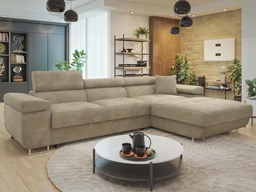 Gabina 3-sits Bäddsoffa med divan - beige - Möbler - Soffa - Bäddsoffa - Hörnbäddsoffa
