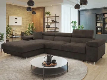 Gabina 3-sits Bäddsoffa med divan - brun - Möbler - Soffa - Bäddsoffa - Hörnbäddsoffa