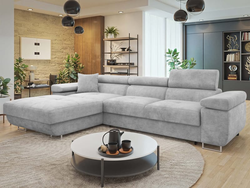 Gabina 3-sits Bäddsoffa med divan - grå - Möbler - Soffa - Bäddsoffa - Hörnbäddsoffa