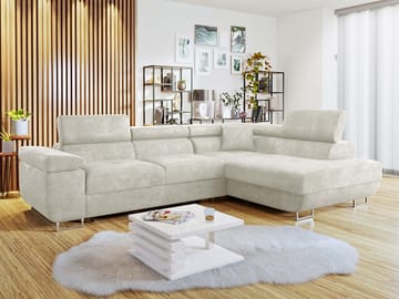 Gabina 4-sits Bäddsoffa med schäslong - beige - Möbler - Soffa - Bäddsoffa - Hörnbäddsoffa