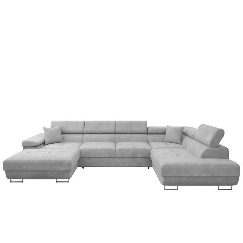 Gabina 5-sits U-formad bäddsoffa med divan och schäslong, grå