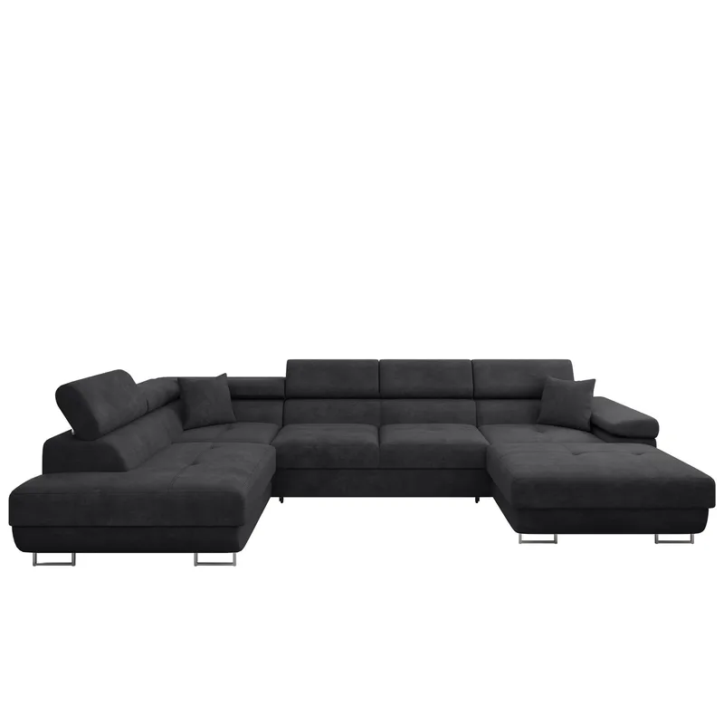 Gabina 5-sits U-formad bäddsoffa med divan och schäslong, svart