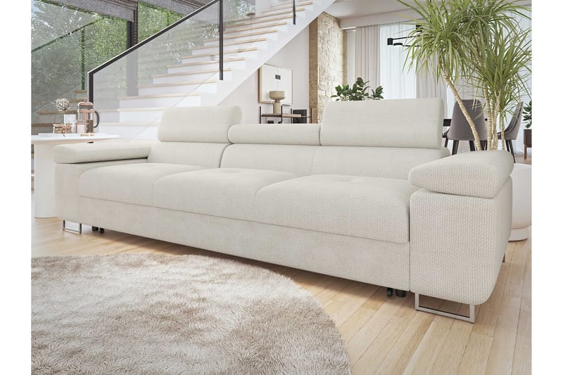 Gabina Bäddsoffa 3-sits i Chenille - Vit - Möbler - Soffa - Bäddsoffa - 3 sits bäddsoffa