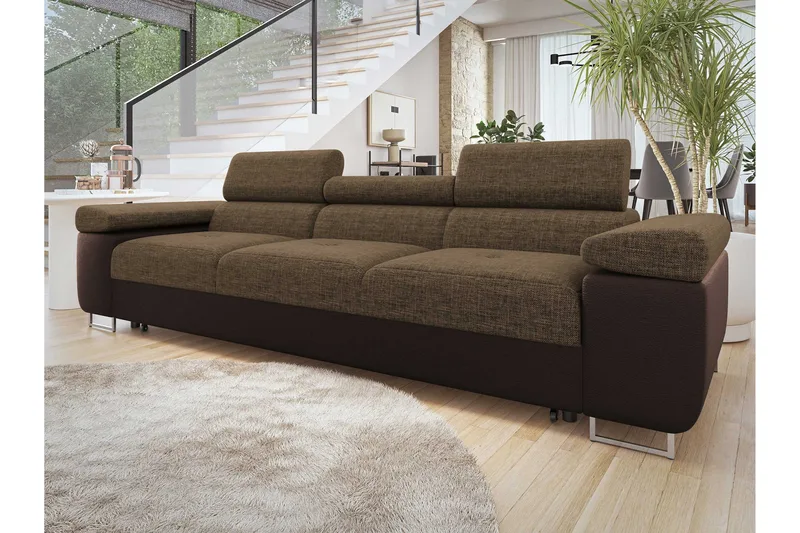 Gabina Bäddsoffa 3-sits i Konstläder - Brun - Möbler - Soffa - Bäddsoffa - 3 sits bäddsoffa